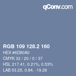 カラーコード: RGB 109 128.2 160 | qconv.com