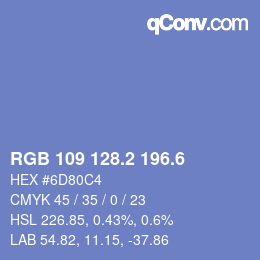 カラーコード: RGB 109 128.2 196.6 | qconv.com