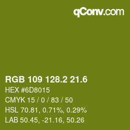 カラーコード: RGB 109 128.2 21.6 | qconv.com