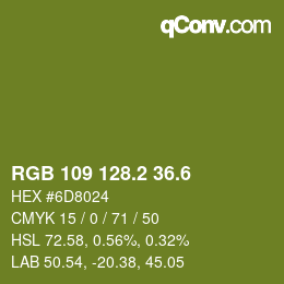 カラーコード: RGB 109 128.2 36.6 | qconv.com