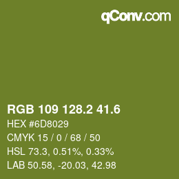カラーコード: RGB 109 128.2 41.6 | qconv.com