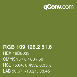 カラーコード: RGB 109 128.2 51.6 | qconv.com