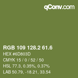カラーコード: RGB 109 128.2 61.6 | qconv.com
