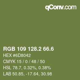 カラーコード: RGB 109 128.2 66.6 | qconv.com