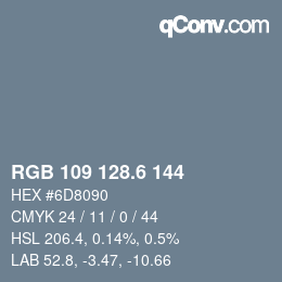 カラーコード: RGB 109 128.6 144 | qconv.com