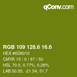 カラーコード: RGB 109 128.6 16.6 | qconv.com