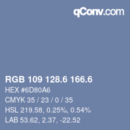 カラーコード: RGB 109 128.6 166.6 | qconv.com