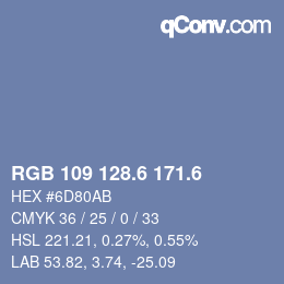 カラーコード: RGB 109 128.6 171.6 | qconv.com