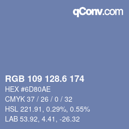 カラーコード: RGB 109 128.6 174 | qconv.com