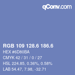 カラーコード: RGB 109 128.6 186.6 | qconv.com