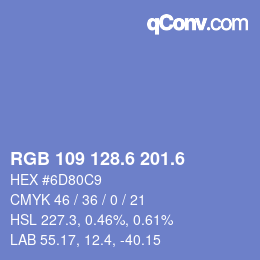 カラーコード: RGB 109 128.6 201.6 | qconv.com