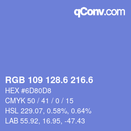 カラーコード: RGB 109 128.6 216.6 | qconv.com