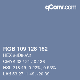 颜色代码: RGB 109 128 162 | qconv.com