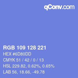 Color code: RGB 109 128 221 | qconv.com