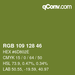 Color code: RGB 109 128 46 | qconv.com