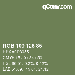 Color code: RGB 109 128 85 | qconv.com