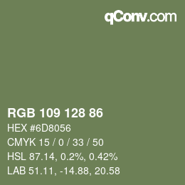 Color code: RGB 109 128 86 | qconv.com