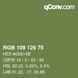 Farbcode: RGB 109 129 75 | qconv.com
