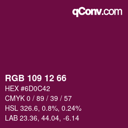Color code: RGB 109 12 66 | qconv.com