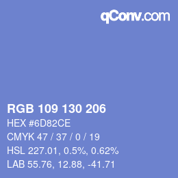 Color code: RGB 109 130 206 | qconv.com