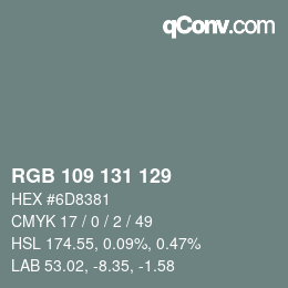 Código de color: RGB 109 131 129 | qconv.com