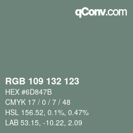 Code couleur: RGB 109 132 123 | qconv.com