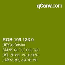 Color code: RGB 109 133 0 | qconv.com