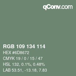 Color code: RGB 109 134 114 | qconv.com