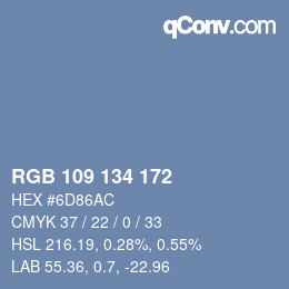 Color code: RGB 109 134 172 | qconv.com