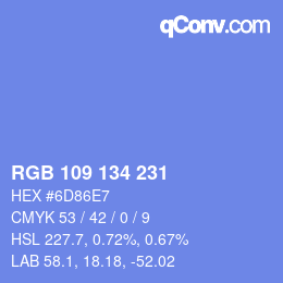 Color code: RGB 109 134 231 | qconv.com