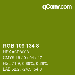 Color code: RGB 109 134 8 | qconv.com