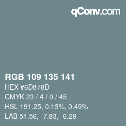 Farbcode: RGB 109 135 141 | qconv.com