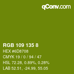 颜色代码: RGB 109 135 8 | qconv.com