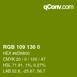 Color code: RGB 109 136 0 | qconv.com