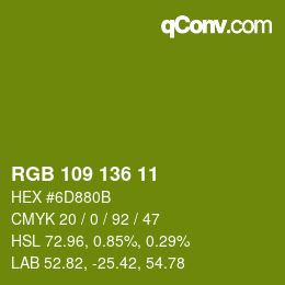 Color code: RGB 109 136 11 | qconv.com