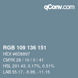 Color code: RGB 109 136 151 | qconv.com