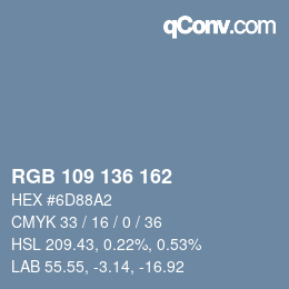 Color code: RGB 109 136 162 | qconv.com