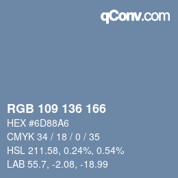 Color code: RGB 109 136 166 | qconv.com