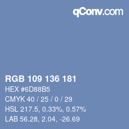 Color code: RGB 109 136 181 | qconv.com