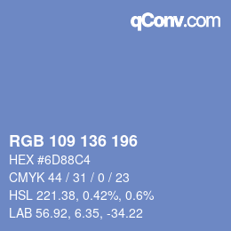 Color code: RGB 109 136 196 | qconv.com