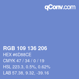 Color code: RGB 109 136 206 | qconv.com