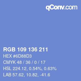 Color code: RGB 109 136 211 | qconv.com