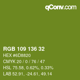 Color code: RGB 109 136 32 | qconv.com