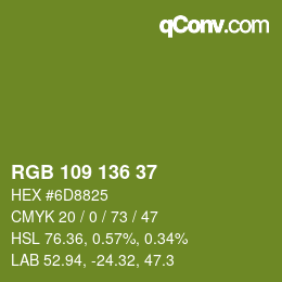 Color code: RGB 109 136 37 | qconv.com