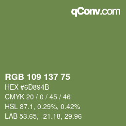 颜色代码: RGB 109 137 75 | qconv.com