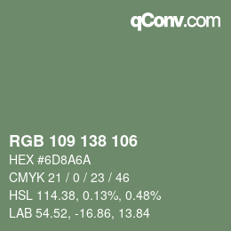 Color code: RGB 109 138 106 | qconv.com