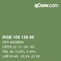 Farbcode: RGB 109 139 89 | qconv.com