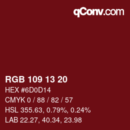 Color code: RGB 109 13 20 | qconv.com