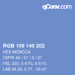 Color code: RGB 109 140 202 | qconv.com