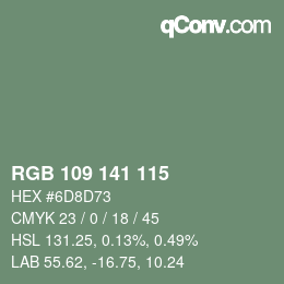 Farbcode: RGB 109 141 115 | qconv.com